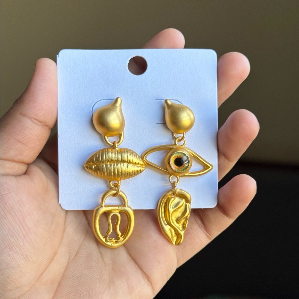Schiaparelli Inspired Gold Statement Earrings